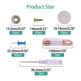 BUXIMN Car Headliner Repair Kit 262pcs, Universal Car Ceiling Fabric Repair Kit with 65 Sets of Headliner Pins, Buttons, Push Rivets, and Tool (Gray)