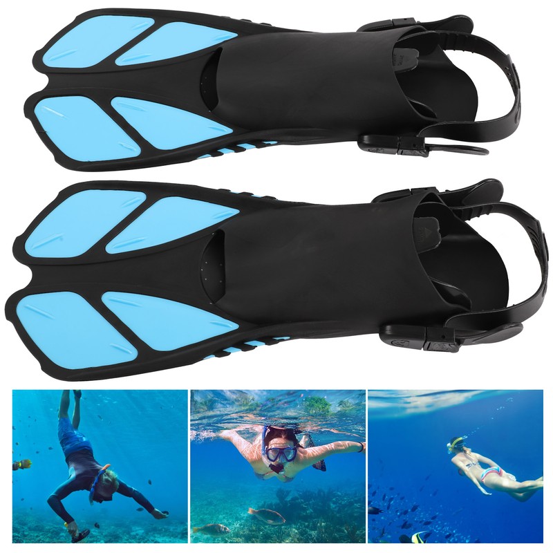 1 Pair Adjustable Diving Fins Soft TPR Open Heel Long