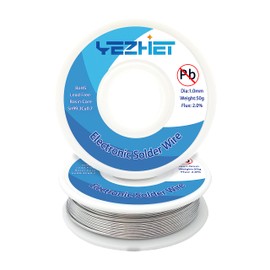 YEZHET Rosin Core Lead Free Solder Wire(Sn99.3Cu0.7) For Electronic, Electrical Soldering, 217℃ Melting Point 2.0% Flux,ROHS(1.0mm,50gx2PACK)