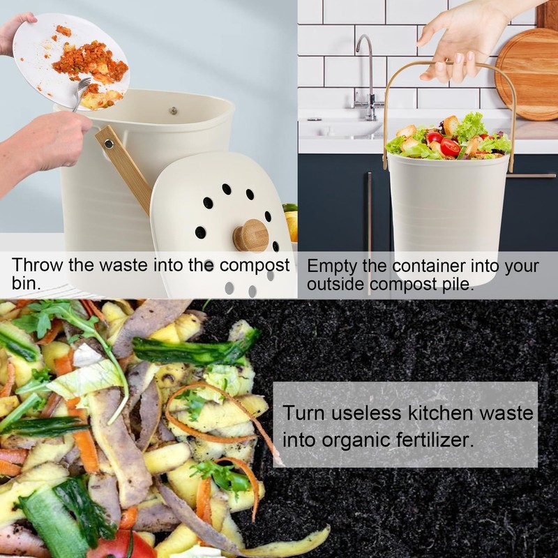 Compost Bin, LALASTAR Compost Bin Kitchen Counter with Lid, Made