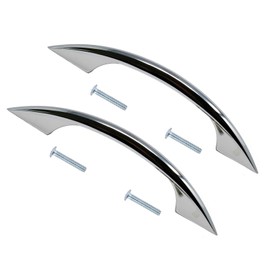 TERF® Traditional Polished Chrome D-Shape Back Fix Pull Handle 100mm (4 inch) Including Fixing Screw for Kitchen Cupboard Cabinet Drawer Wardrobe Door Pull Handle - Pack of 2