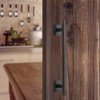 Homode 12 Inch Sliding Barn Door Handle, Matte Black Iron
