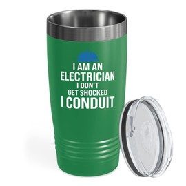 Flairy Land Electrician Tumbler 20oz Green -I Am An Electrician A - Gift For Dad Electrician Repairman Gaffer Wireman Technichian Linesman Engineer