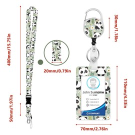 WJWINER ID Card Holder, ID Case with Strap, Ticket Case Children, Lanyard with Card Case, Bus Ticket Case Students, for Women, Teachers, Nurses, Doctor, Student (Panda Shape)