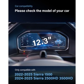 WEIPIN For 2022-2025 Sierra 1500& 2024-2025 Sierra 2500HD 3500HD Screen Protector 12.3 Inch Glossy Tempered Glass Dashboard *1 Accessories 9H Hardness Glass - No More Scratch&Fingerprint