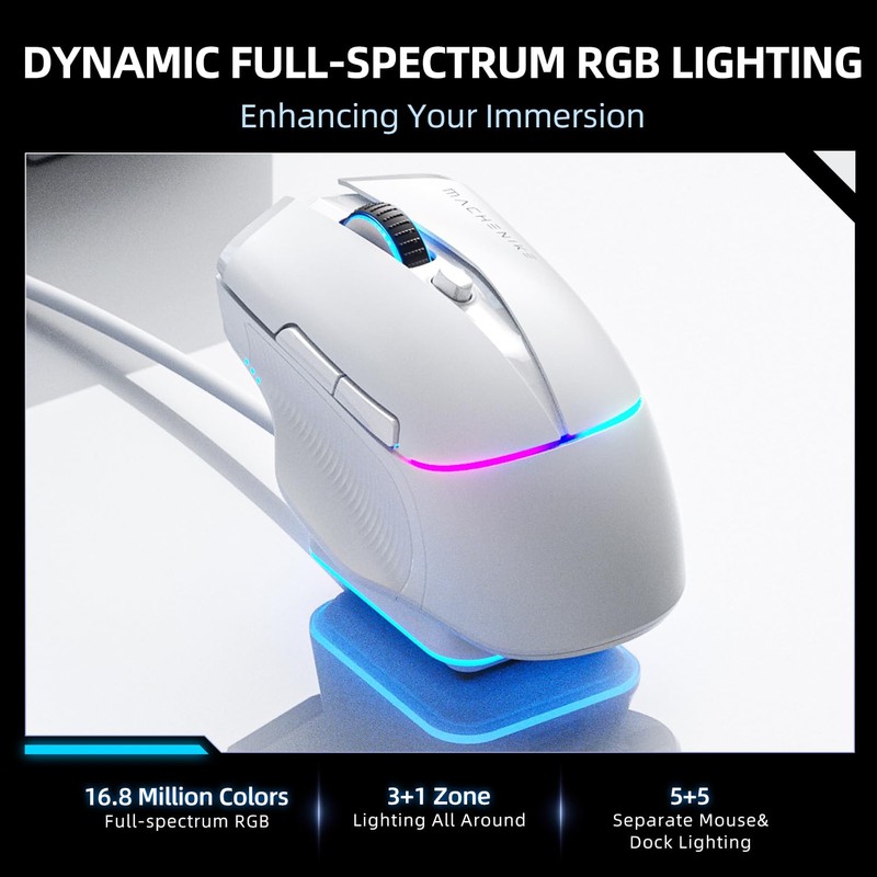 Machenike 8KHz Wireless Gaming Mouse with RGB Charging Dock,26,000 DPI,PAW3395