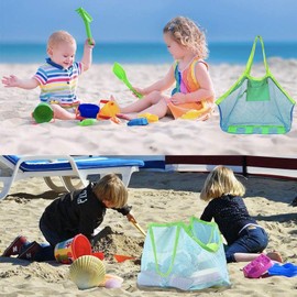 Beach Bag Beach Toy Bag Sand Toy Mesh Bag Large Beach Bag Green Storage Bag for Beach Water Toy Family Holiday (Blue)