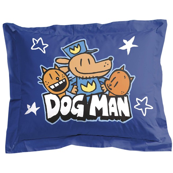 Jay Franco Dog Man Supa Buddies 1 Single Sham - Kids Super Soft Bedding (Official Dog Man Product)