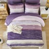 WONGS BEDDING 7 Piece King Comforter Set, Purple Striped King