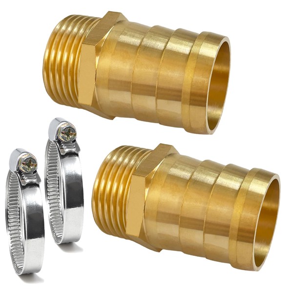 2Pcs Brass Barb Hose Fitting Connectors, Brass Pipe Fitting Adapter