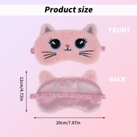 Lusofie Pack of 4 Children's Sleeping Mask Plush Cute Sleeping Mask Eye Mask Children Cats Sleeping Eye Mask Blindfold for Sleeping Children Girls Women Teenagers Sleeping Mask