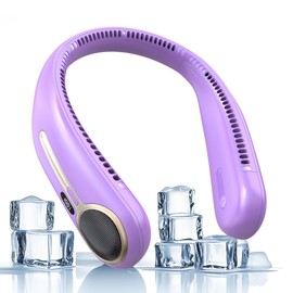 Portable Neck Fan,Hands Free Personal Wearable Bladeless Fan,6000mAh USB Rechargeable,360° Cooling,LED Display,4-Speeds,Birthday Gifts for Men Women Dad Mom,Valentines Day Gifts for Her Him (Purple)