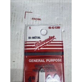 MILWAUKEE Jig Saw Blade Set 5 pc 4 Inch 6TPI T-Shank Bi-Metal CHE 48-42-5300