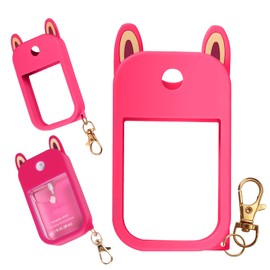 Cute Ear Silicone Case Compatible with Touchland Hand Sanitizer Spray (Fit for 1 FL.OZ), Protective Case with Keychain, Hand Sanitizer Holder(Rose Red)
