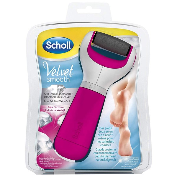 Scholl Velvet Smooth Electric Foot File, Pink with Diamond Crystals by Scholl