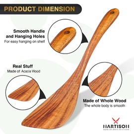 NARTISON Natural Acacia Wooden Spatula, Kitchen Spatulas For Nonstick Cookware, Wooden Spatula For Cooking, Eggs Flipper, Heat Resistant spatula, Kitchen Utensil Set