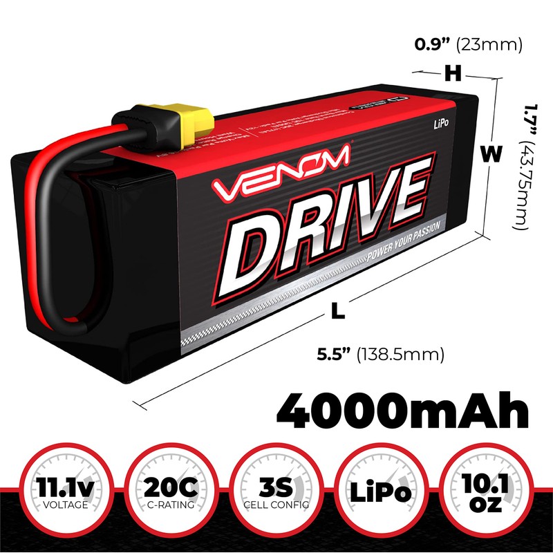 Venom 20C 3S 4000mAh 11.1V batería LiPo con enchufe universal