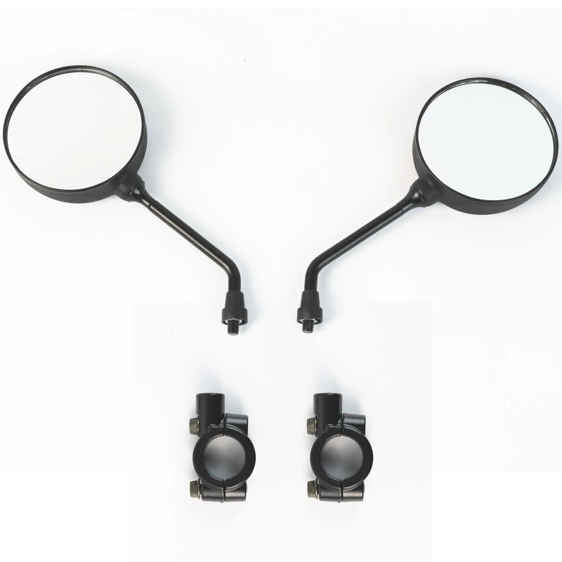 Unbranded Set Of 2 Rear View Motorcycle Mirrors Universal Black