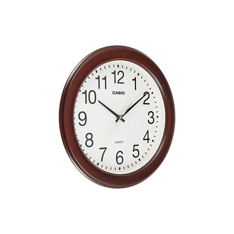 Casio IQ-132-5JF Wall Clock, Dark Brown, Analog Diameter, 11.6 inches