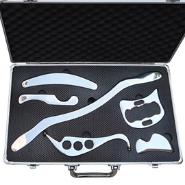 Robulove Stainless Steel Gua Sha Muscle Scraper Tool Set IASTM Tools Great Soft Tissue Mobilization Tool (6pcs-Set)