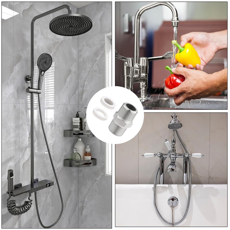 WestCH 1/2 Inch Shower Hose Adapter Stainless Steel Double Nipple