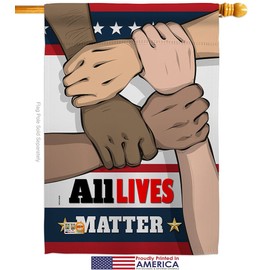 Ornament Collection All Lives Matter House Flag Dowel Set Support BLM Anti Racism Revolution Movement Equality Social Small Decorative Gift Yard Banner Made in USA 28 X 40