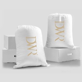 DWR Luxury Feather Down Fiber Comforter Oversized Queen Size, Ultra-Soft Egyptian Cotton-Blend Fabric, High FP Medium Weight for All Season Hotel Style Fluffy Duvet Insert with Ties (98"x98", White)