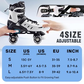 Kuxuan Skates Roller Skates for Girls and Boys Kids, 4 Sizes Adjustable Fun Kids Toddler Rollerskates with Light up Wheels for Teens Women Indoor Outdoor
