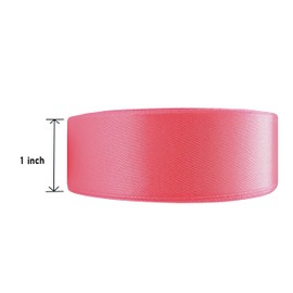 Ribbon 1 inch Flamingo Pink Ribbons for Crafts Gift Ribbon Satin Solid Ribbon Roll 1 in x 25 Yards