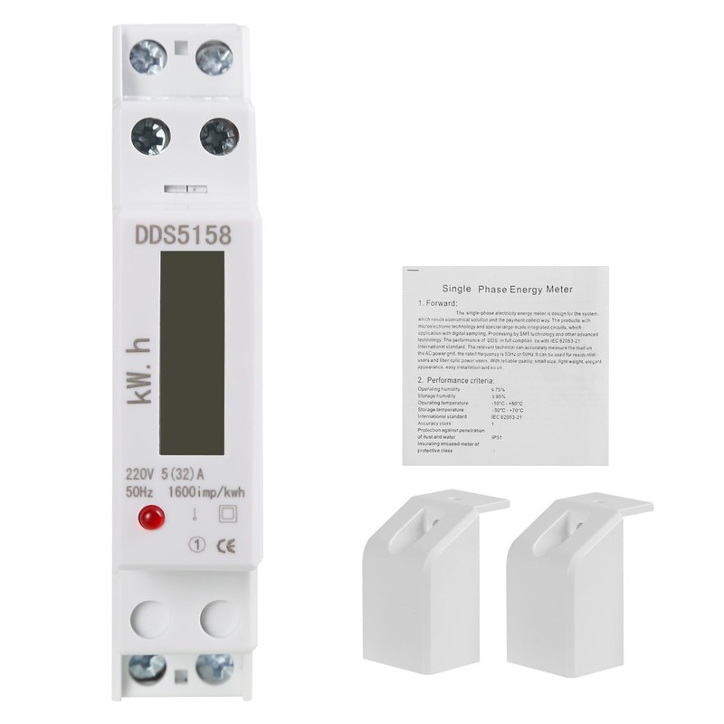 DEWIN Electricity Meter, AC Meter, Single-Phase kWh Counter, DIN Rail