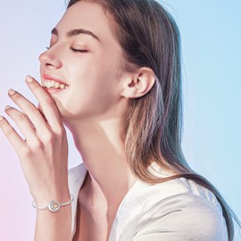 FANCIME Citrine November Birthstone Bracelets for Women 925 Sterling Silver Moon and Star Bangle Yellow Topaz Charm Bracelet Fine Jewelry Birthday Birthday Gifts for Mom Her