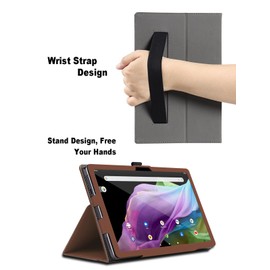 Case for Acer Iconia Tab P10, 10.4 inch, Acer Iconia Tab P10 Tablet Case, Folding Stand Protective Cover with Pencil Holder and Wrist Strap, Full Protection. (Brown)