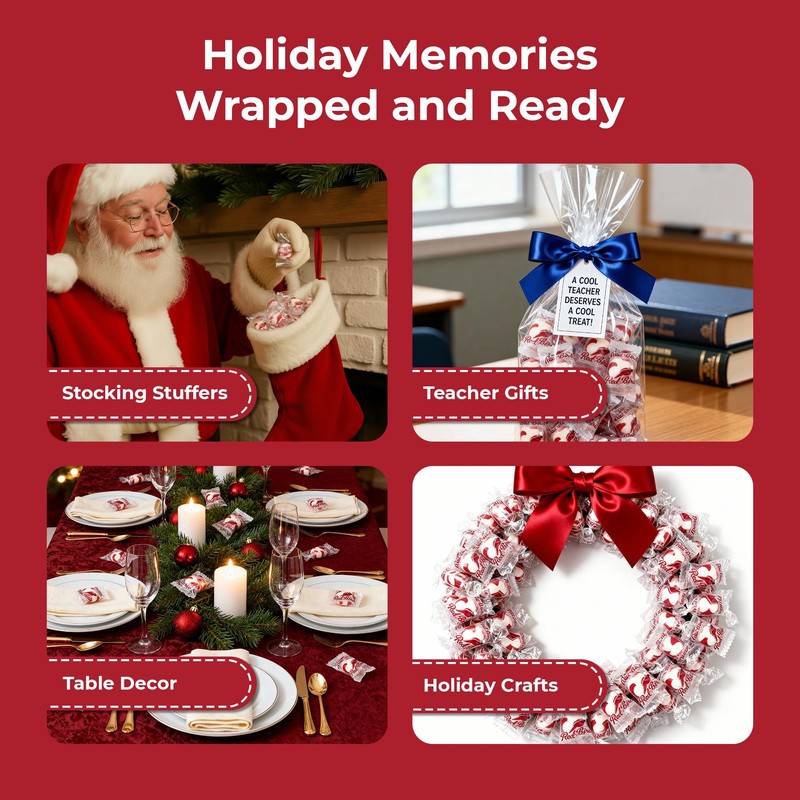 Red Bird Soft Peppermint Puffs, Christmas Candy Individually Wrapped, Perfect