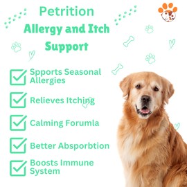 Petrition Dog Allergy & Itch Relief - Advanced Itch Supplement with Probiotics for Dogs - Immune Support & Skin Relief for Seasonal Allergies - Natural Itchy Skin & Paw Relief - 120 Soft Chews