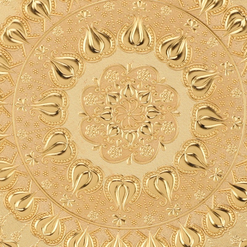 Turkish Tea Coffee Serving Tray Vintage Style Embossed Pattern Round