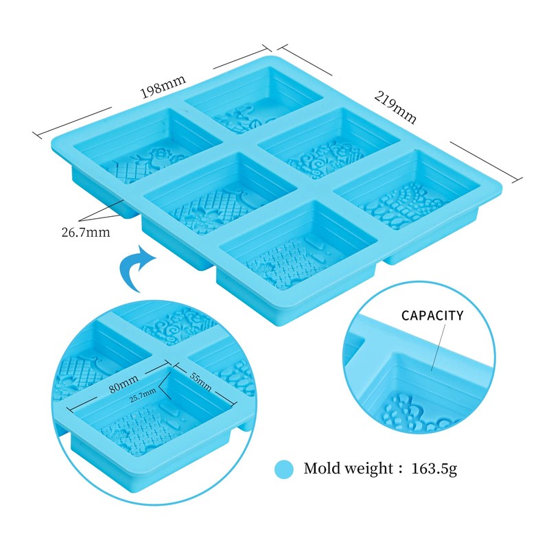 Rectangle Silicone Soap Molds - 2pc Set New 6 Cavity