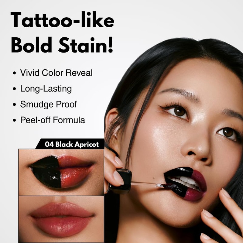 MILKTOUCH Black Peel Off Lip Tattoo - Long-Lasting Matte Lip,