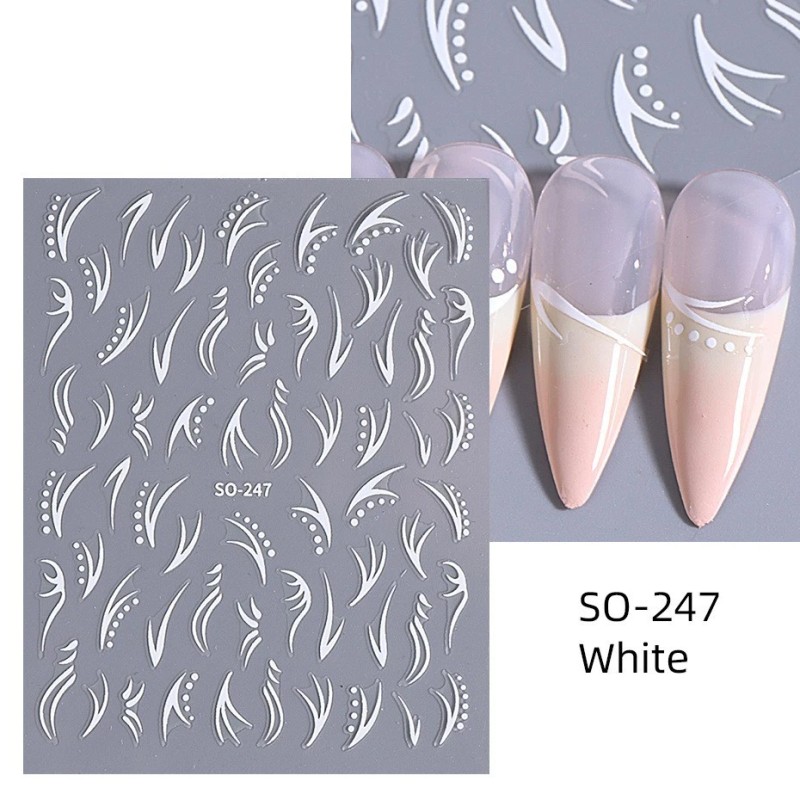 Unbranded 4Pcs Set Nail Stickers Abstract Line Self-Adhesive Slider Peel