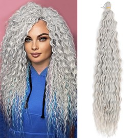 Deep Twist Crochet Hair Water Wave Twist Hair Bundles Synthetic Curly Braiding Hairstyle Hair Extension Ombre Kinky Curl Braiding Hair Piece 26 Inch 3 Packs