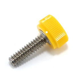 #6-32 x 1/2" Thumb Screw Stainless Steel - Yellow Knurled Round Plastic Knob - Standard/Coarse Thread ThumbScrew - Length: 0.500" - Proudly Built in USA - Package of (4)