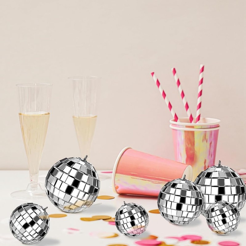 Veciado 24pcs Hanging Disco Ball Glass Disco Ball Disco Decorations