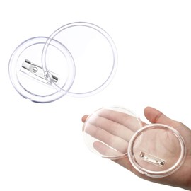 25Pcs DIY Acrylic Button Pin Badge - Clear Round Picture Photo Buttons With Pin for Crafts, School Projects, and Badges (2.3 Inch)