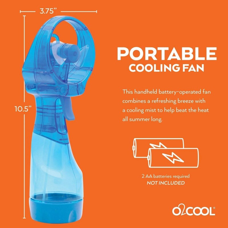O2COOL Light Blue Portable Misting Fan Handheld Cooling System for