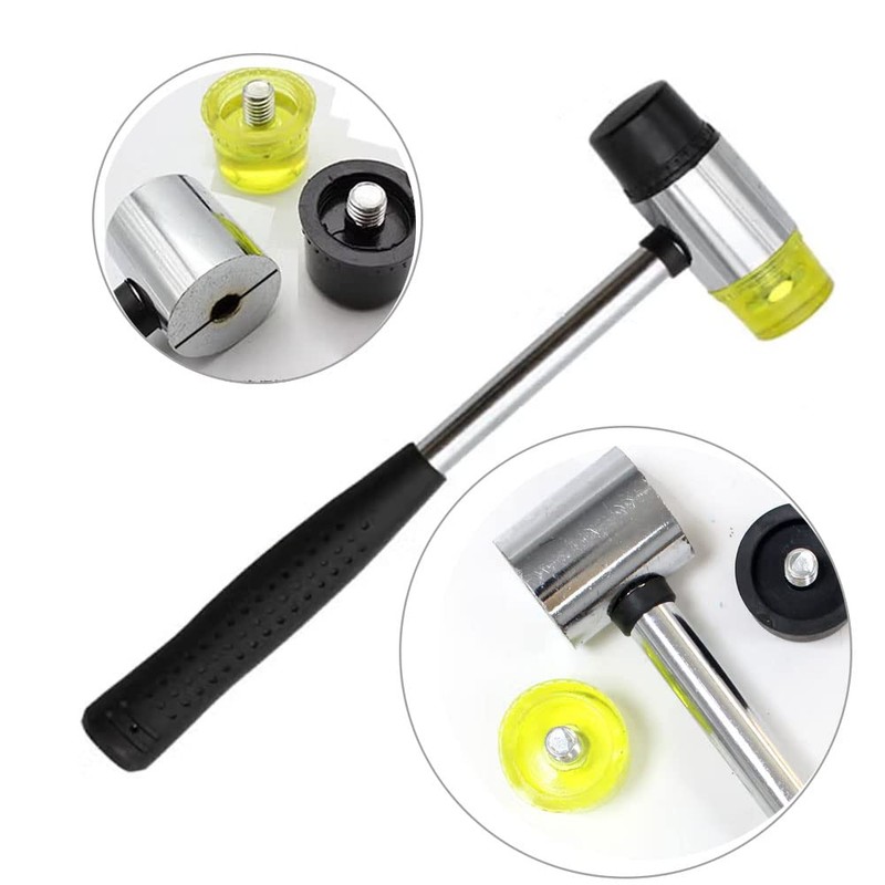 5pcs Upholstery Tacks Tools, Double-Faced Upholstery Mallet with 2 Replacement