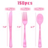 150 Pack Red Plastic Silverware, Red Utensils Heavy Duty, Disposable