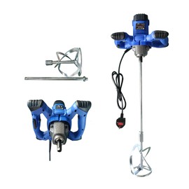 Handheld Electric Concrete Mixer, Portable Cement Mixer Paint Fodder Stirring Tool, Adjustable 6 Speed, 1700 U/min, Galvanized S-bar Paddle, 580-600MM Stirrer,Blue