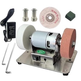 Mini Electric Belt Sander with 7 Adjustable Speeds, 100W for Knife Sharpening, Drilling, Metal Jewelry & Small Items - Includes Grinder, Dual Grinding Wheels, Polishing Wheel & Polishing Wax