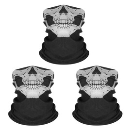 Kim Johanson Multifunctional scarf, mask, tube scarf, balaclava, bandana, skull scarf, skeleton mask for motorcycle, bicycle, ski, paintball, hiking, gamer, carnival, costume, skull, washable, Black -