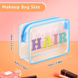 Clear Letter Makeup Bag For Women Funny PVC Cosmetic Bag Christmas Birthday Gifts For Mom Grandma Graduation Gifts For Daughter Sister Retirement Gifts For Colleague Toiletry Bag For Travel(Hair）