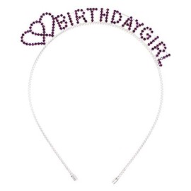 Teri's Boutique Happy Birthday Crown Tiara Rhinestones Crystal Points Hair Accessory Headband Hairband (Double Hearts)